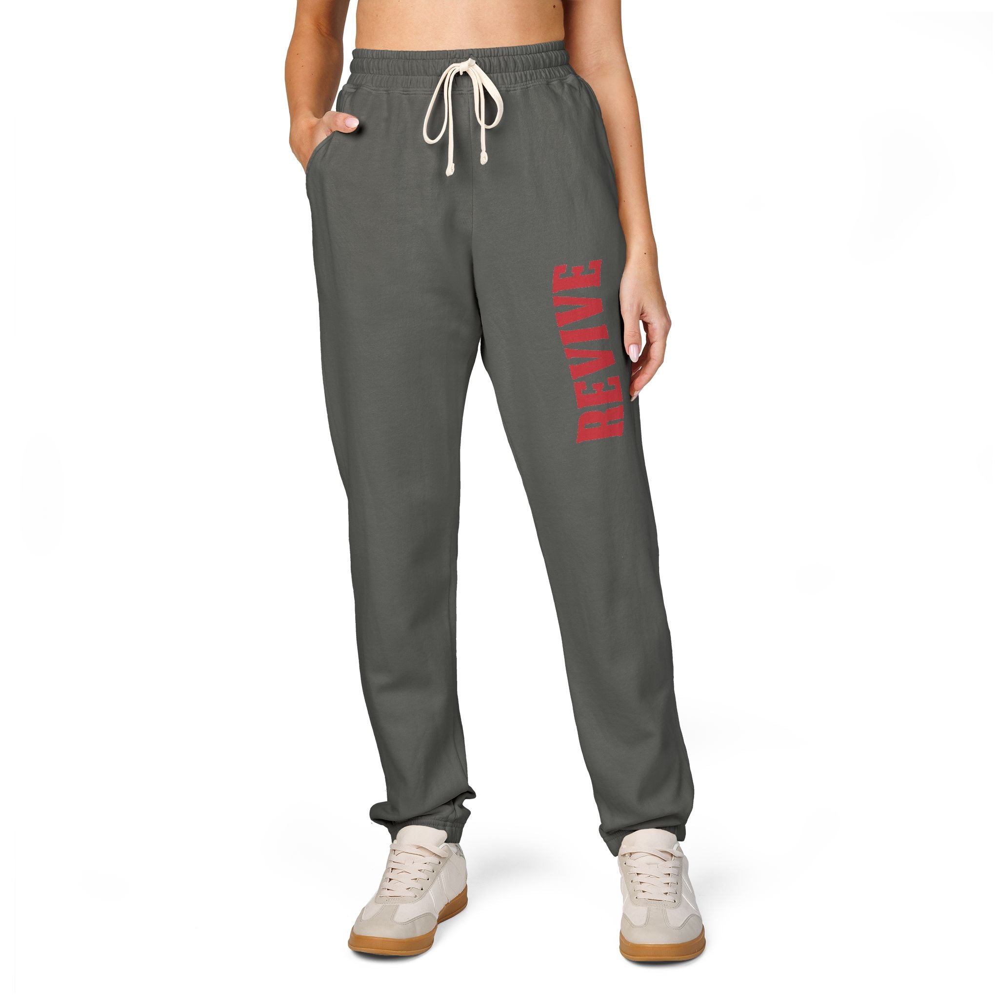 Cozy Fleece Sweatpants with Red Print