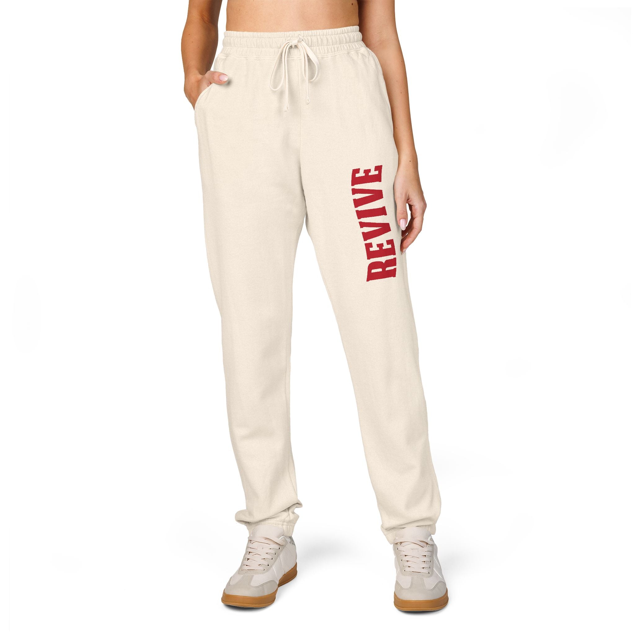 Cozy Fleece Sweatpants with Red Print