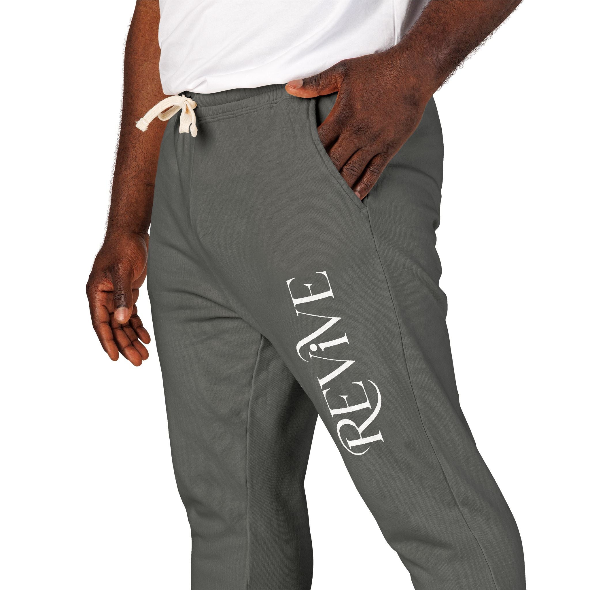 Garment-Dyed Fleece Sweatpants with Unique Print