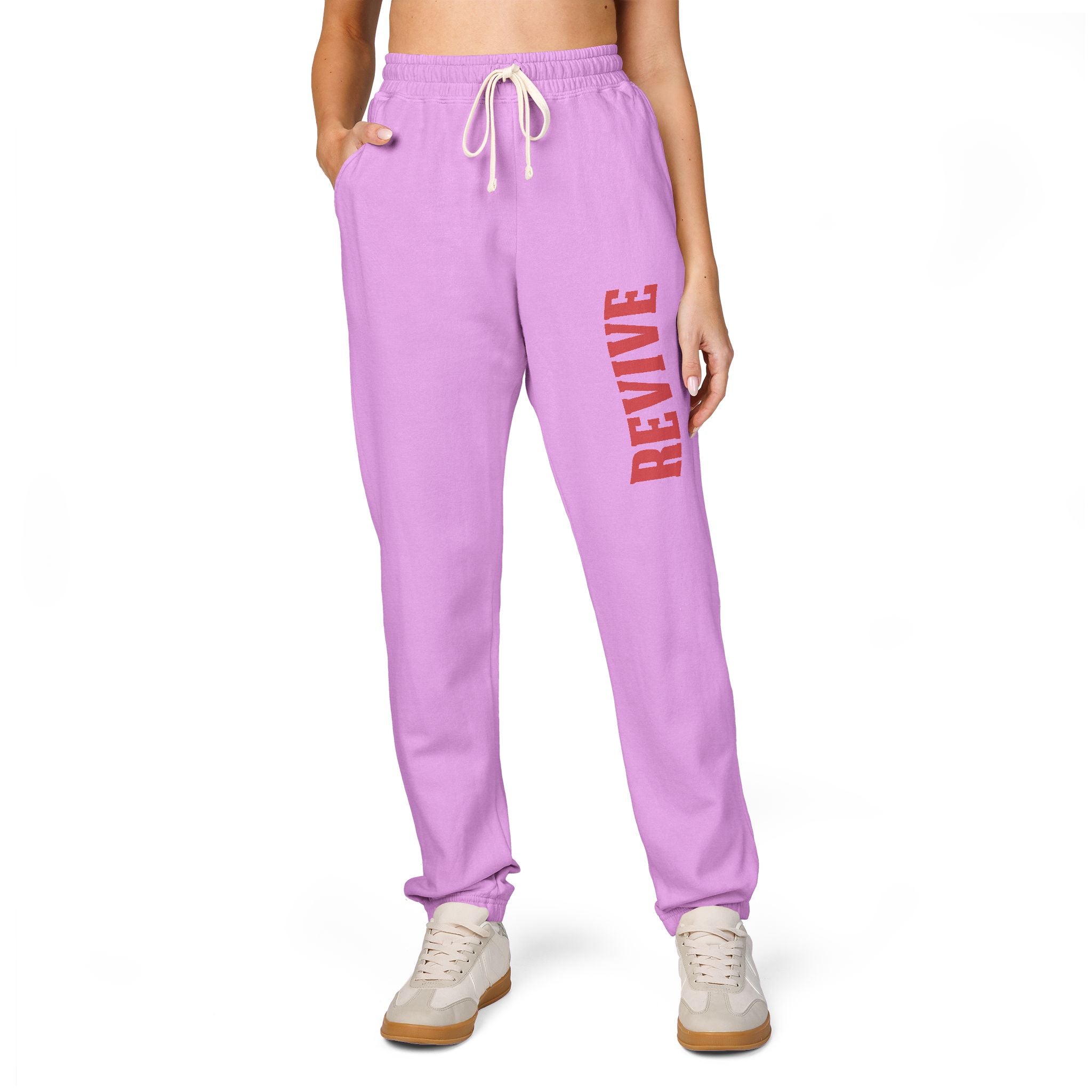 Cozy Fleece Sweatpants with Red Print